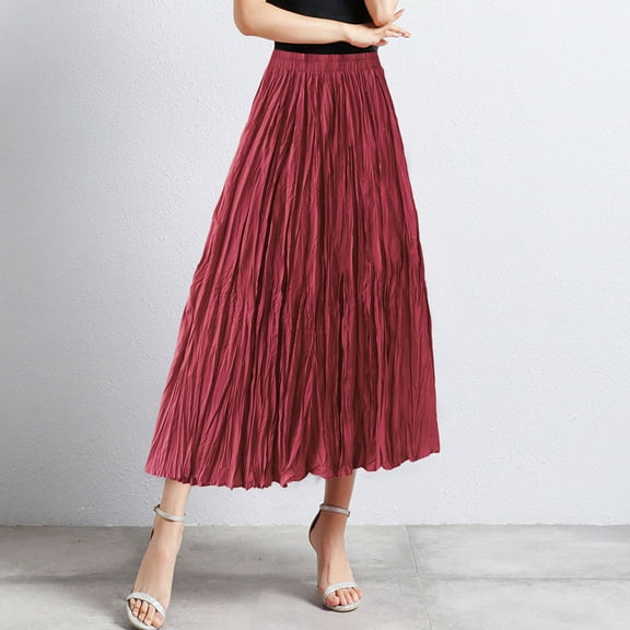 Women Mid Length Skirt Dance Party A Line High Waisted Pleated Skirt Holiday Party Half Skirts Bohemian Skirt Light Skirt for Women Extra Long Bed Skirt Full Rain Skirt Skirt Sequin Skirt for Women