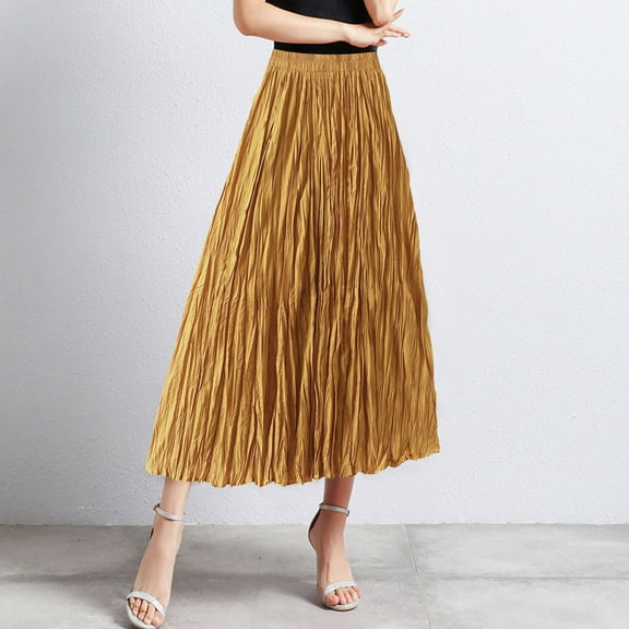 Women Mid Length Skirt Dance Party A Line High Waisted Pleated Skirt Holiday Party Half Skirts Bohemian Skirt Light Skirt for Women Extra Long Bed Skirt Full Rain Skirt Skirt Sequin Skirt for Women