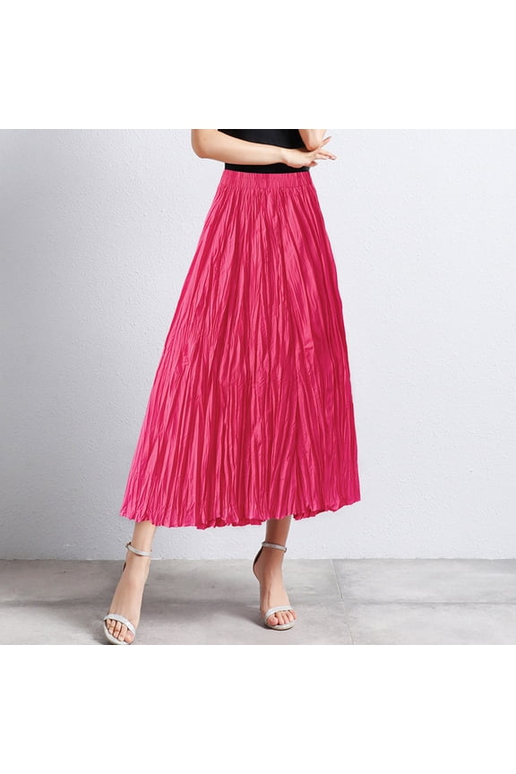 Women Mid Length Skirt Dance Party A Line High Waisted Pleated Skirt Holiday Party Half Skirts Skirts with Leggings Pencil Skirts for Women plus Size Anime Skirts Light Skirt for Women Skirt Pleated