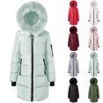 thumbnail image 1 of Women Mid-Length Winter Puffer Coats,Detachable Big Hood Collar Zip Up Quilted Parka,Windproof Warm Thick Cold Weather Jacket with Multi Pockets and Rib Cuffs, 1 of 5