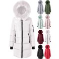 thumbnail image 1 of Women Mid-Length Winter Puffer Coats,Detachable Big Hood Collar Zip Up Quilted Parka,Windproof Warm Thick Cold Weather Jacket with Multi Pockets and Rib Cuffs, 1 of 3
