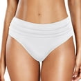 thumbnail image 1 of Women Mid Rise Bikini Bottoms Full Coverage Swimsuit Ruched Female Swim Bottom White XL, 1 of 5