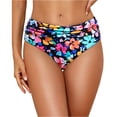 thumbnail image 1 of Women Mid Rise Bikini Bottoms Full Coverage Swimsuit Ruched Scrunch Swim Bottom Multicolor M, 1 of 4