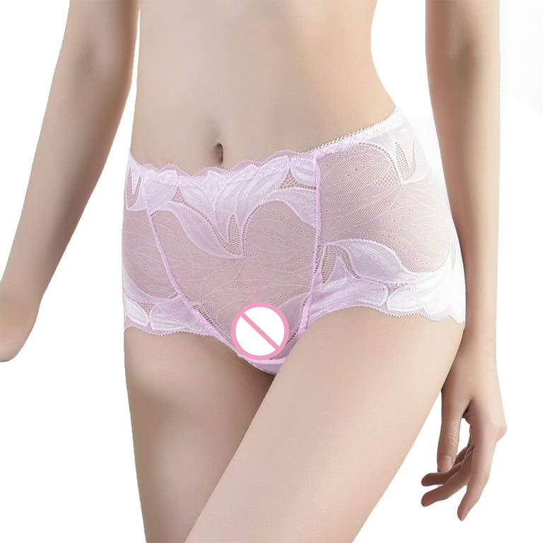 Women Mid Rise Breathable Seamless Panies Underwear Sexy Translucent Hollow  Out Floral Lace Briefs Cotton Crotch Lingerie Thong 
