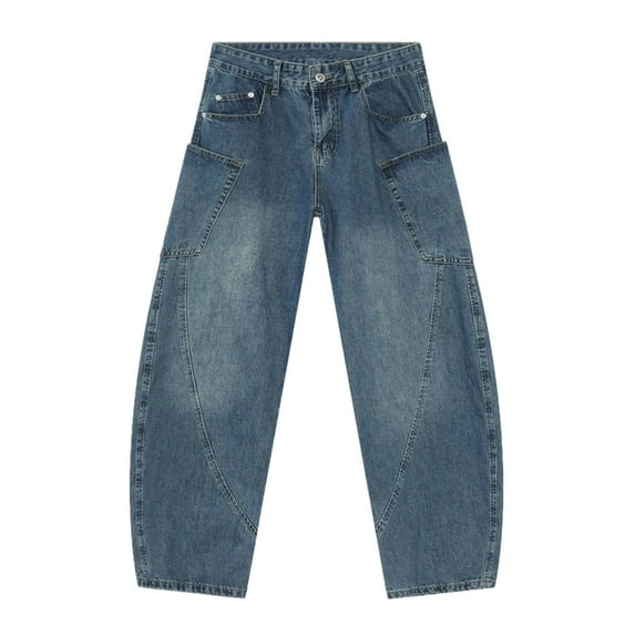 Women Mid Rise Jeans with Pockets No Stretch Classic Fit Straight Leg Durable Versatile Casual Everyday Denim Wear