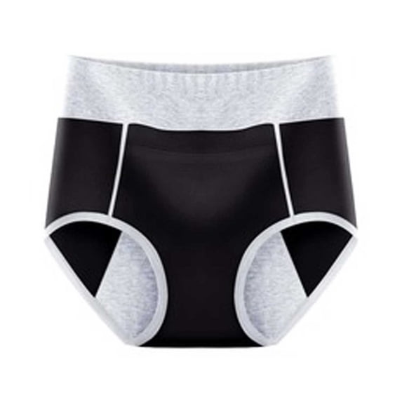 Women Mid Rise Leak Proof Period Panties, Three Layer Widened Crotch Lateral Leakage Protection Soft Breathable Comfortable Daily Menstrual Underwear Black L
