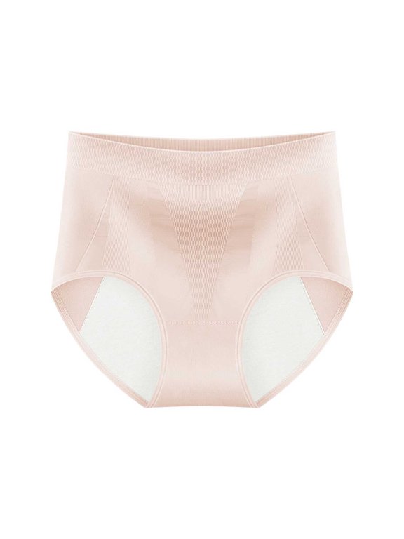 Women Mid Rise Leak Proof Period Panties, Triple Layer Extra Wide Antibacterial 100% Cotton Gusset Lateral Leakage Protection Comfortable Menstrual Underwear Pink L