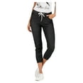 thumbnail image 1 of Women Mid Rise Skinny Jeans Casual Stretch Drawstring Elastic Waist Pencil Denim Pants, 1 of 5