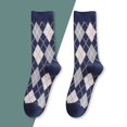 thumbnail image 1 of Women Mid Tube Socks Autumn Winter Warm Home Footwear Plaid Pattern Fashion Casual Daily Hosiery Comfort Blue, 1 of 3