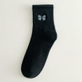 thumbnail image 1 of Women Mid Tube Versatile Butterfly Embroidery Athletic Socks Soft Lightweight Solid Color Fashion Daily Black, 1 of 3
