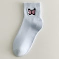 thumbnail image 1 of Women Mid Tube Versatile Butterfly Embroidery Athletic Socks Soft Lightweight Solid Color Fashion Daily Blue, 1 of 3
