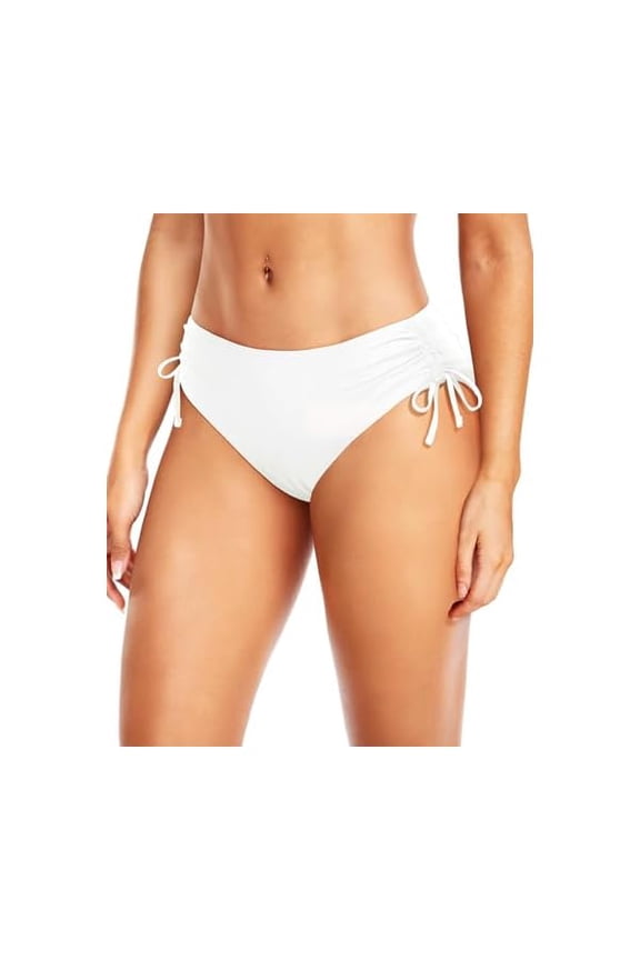 Women Mid Waist Bikini Bottoms - Full Coverage Swim Bathing Suit Bottom Side Tied Swimsuit Bottoms