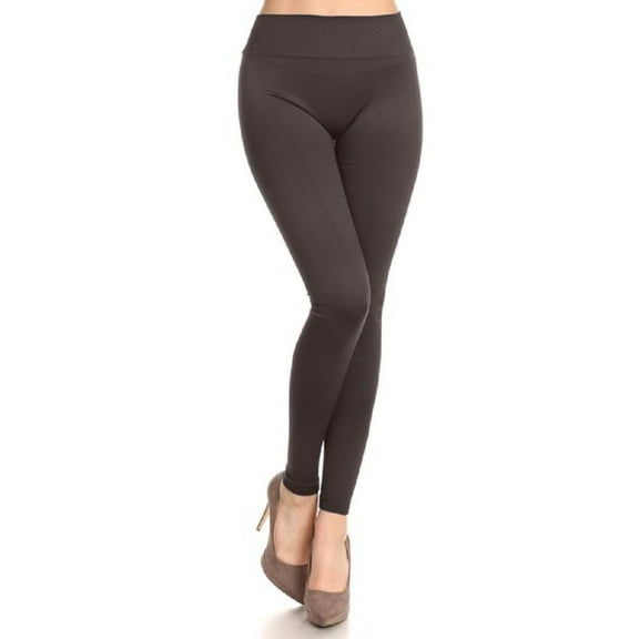 Women Mid Waist Workout Leggings Running Yoga Thick Pants - (Charcoal)