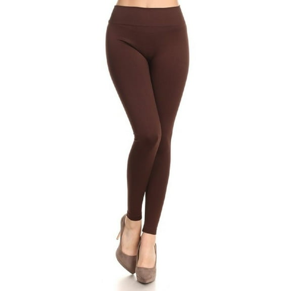 Women Mid Waist Workout Leggings Running Yoga Thick Pants - (Coffee)