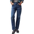 thumbnail image 1 of Women Middle Waist Light Washed Straight Leg Denim Pants Casual Ankle Jeans, 1 of 7