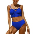 thumbnail image 1 of Women Middle Waisted Bikini Set Bandaged Rushed Swimsuits Sexy Two Piece Swimwear, 1 of 5