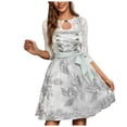 thumbnail image 1 of Women Midi Red Traditional Dress Women Dirndl Dress With Dirndl Apron For Oktoberfest, 1 of 9