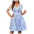 thumbnail image 1 of Women Midi Red Traditional Dress Women Dirndl Dress With Dirndl Apron For Oktoberfest, 1 of 9