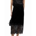 thumbnail image 1 of Women Midi Skirt A-Line Skirt with Lace Trim Long Skirt Casual Midi Skirt Black S, 1 of 9
