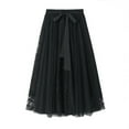 thumbnail image 1 of Women Midi Skirt Fashion Solid Color Elastic High Waist Mesh Pleated Skirts Flowy Skirts for Women Midi Length, 1 of 6