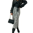 thumbnail image 1 of Women Midi Skirt High Waist Leopard Print Loose Fit Mid-calf Length Skirt Commuting Style Zipper Design Skirt, 1 of 8