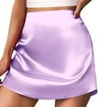 thumbnail image 1 of Women Mini A Line Skirt High Waist Satin Ribbon Lined Polyester, 1 of 7