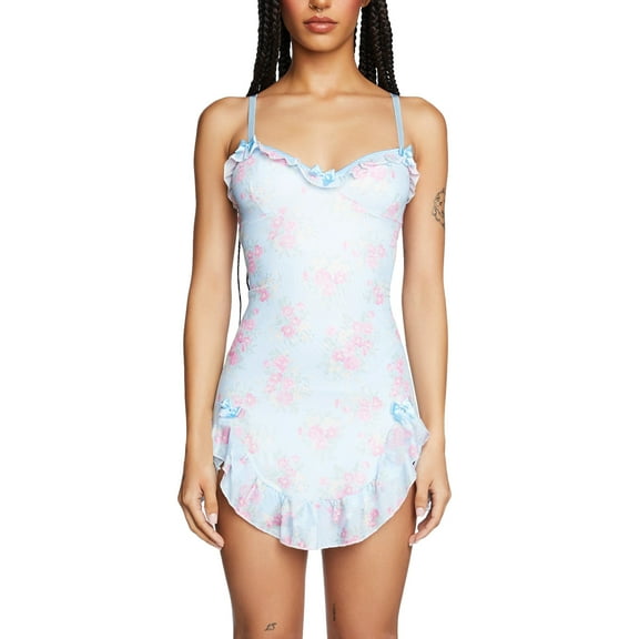 Women Mini Bodycon Dress Floral Print Ruffles Sleeveless Cami Dress Summer Backless Party Dress