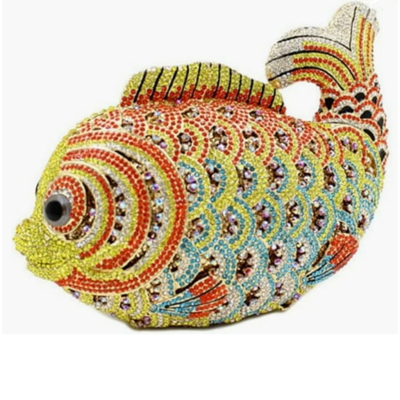 Women Mini Fish Clutch Luxury Rhinestones Purse Sparkling Banquet Handbag Wedding Party Clutch Bag