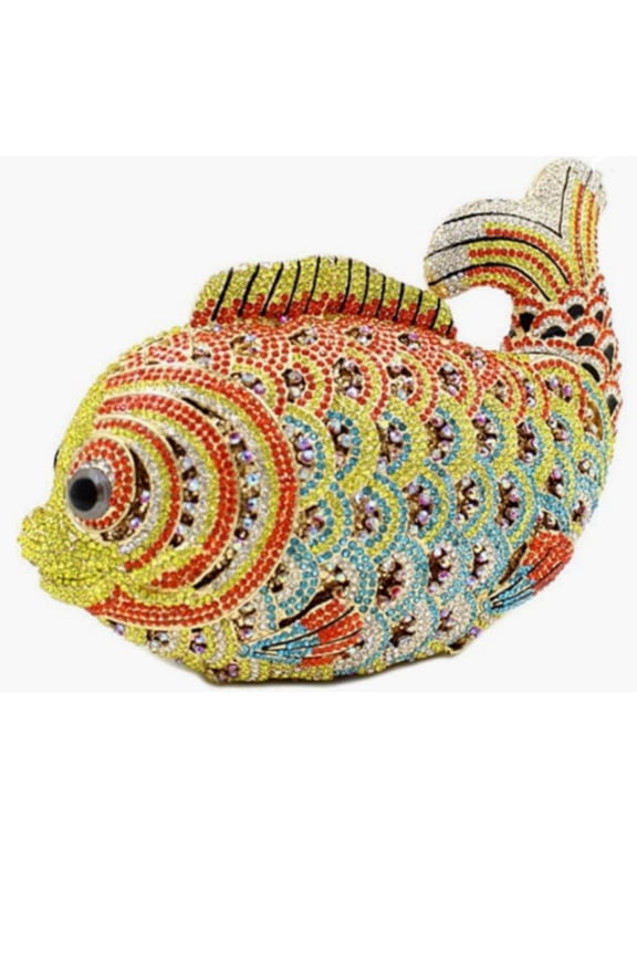 Women Mini Fish Clutch Luxury Rhinestones Purse Sparkling Banquet Handbag Wedding Party Clutch Bag