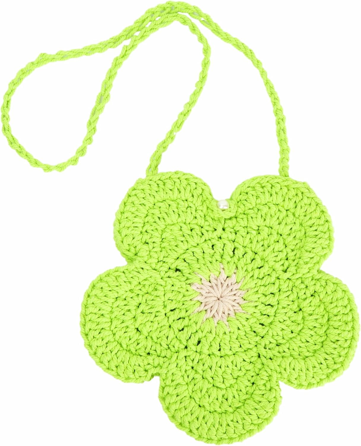 Women Mini Flower Cotton Crochet Crossbody Shoulder Bag Handbag Purse