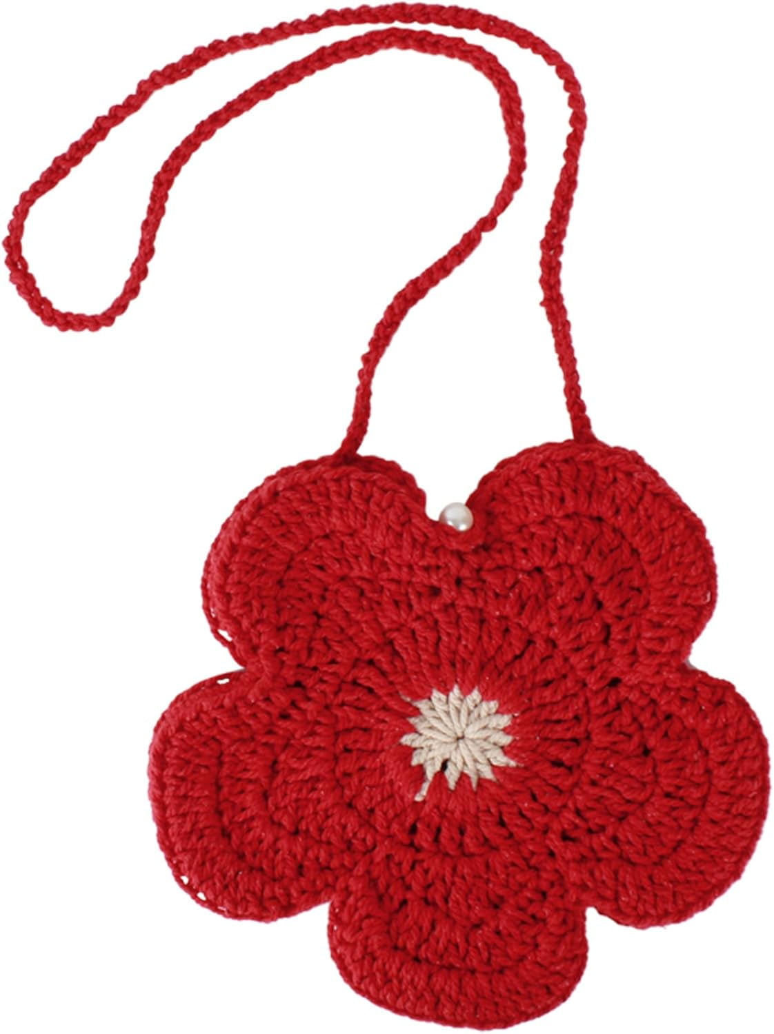 Women Mini Flower Cotton Crochet Crossbody Shoulder Bag Handbag Purse