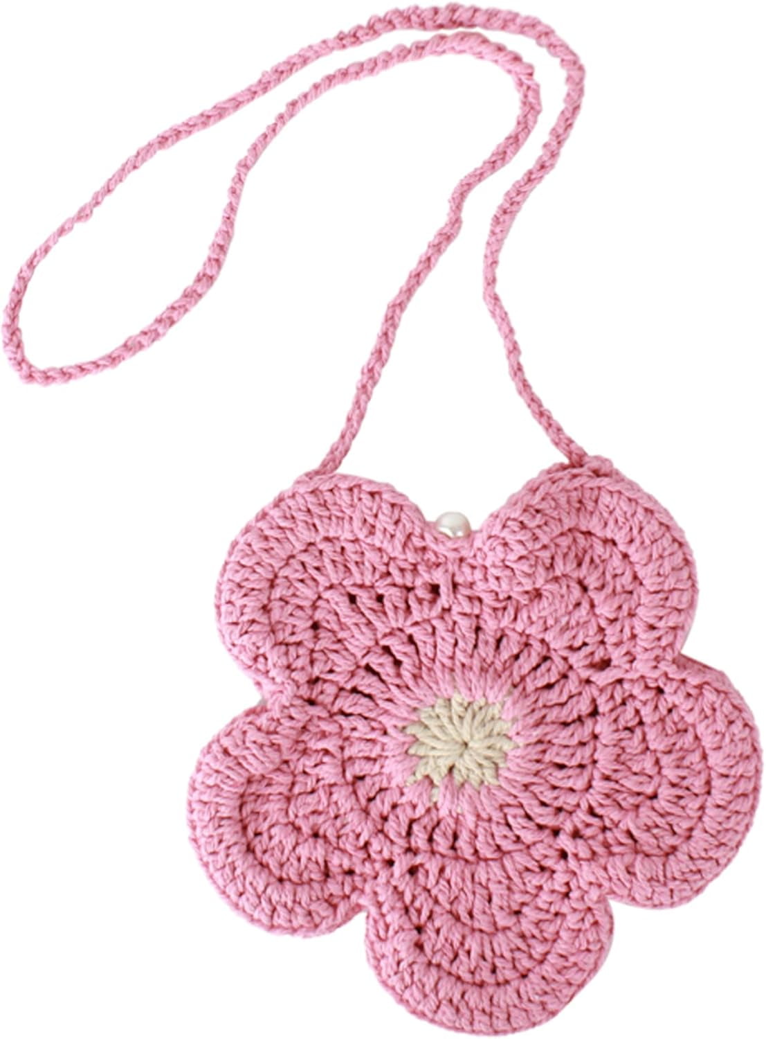 Women Mini Flower Cotton Crochet Crossbody Shoulder Bag Handbag Purse