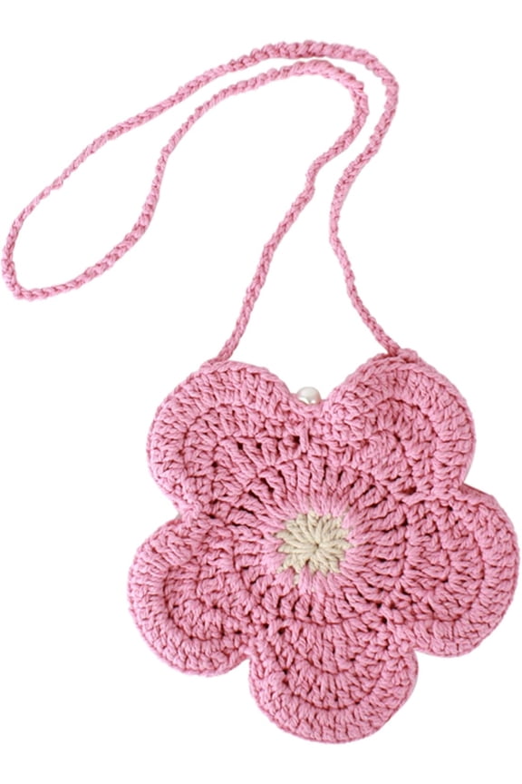 Women Mini Flower Cotton Crochet Crossbody Shoulder Bag Handbag Purse