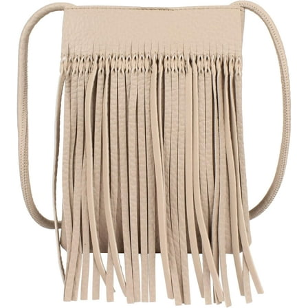 Women Mini Fringe Tassel PU Leather Crossbody Bag Hobo Bag Cell Phone Coin Purse Wallet