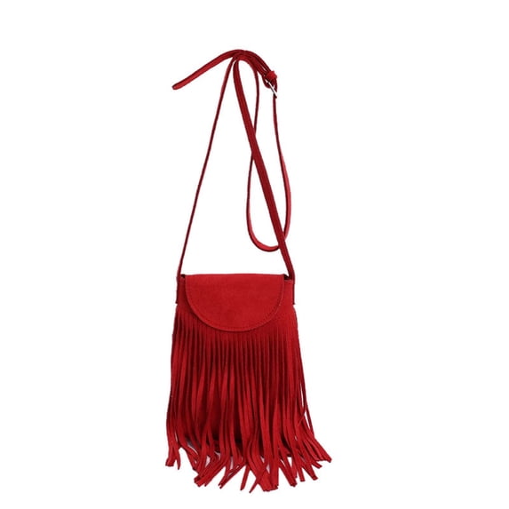 Women Mini Fringe Tassel PU Leather Hobo Cross body Bag Cell Phone Pouch Coin Purse Wallet