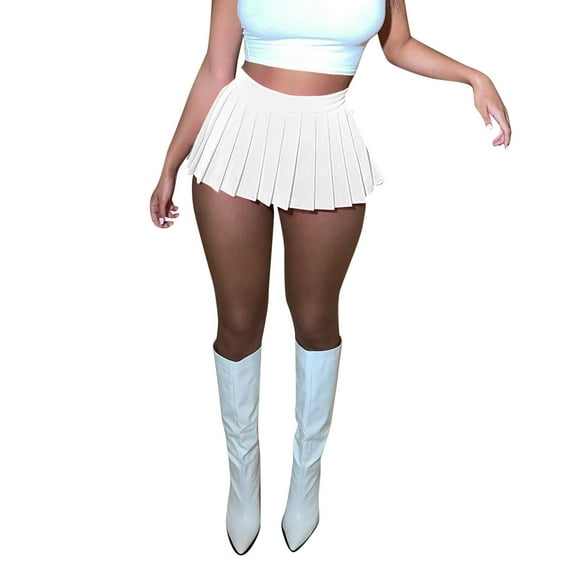 Women Mini Pleated Skirt Club High Elastic Tennis Skating Skirt A-Line Skirt Vacation Holiday Female Dailywear