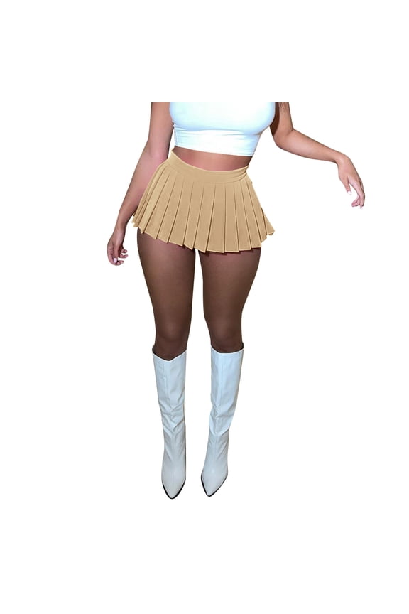 Women Mini Pleated Skirt Club High Elastic Tennis Skating Skirt A-Line Skirt Vacation Holiday Female Dailywear