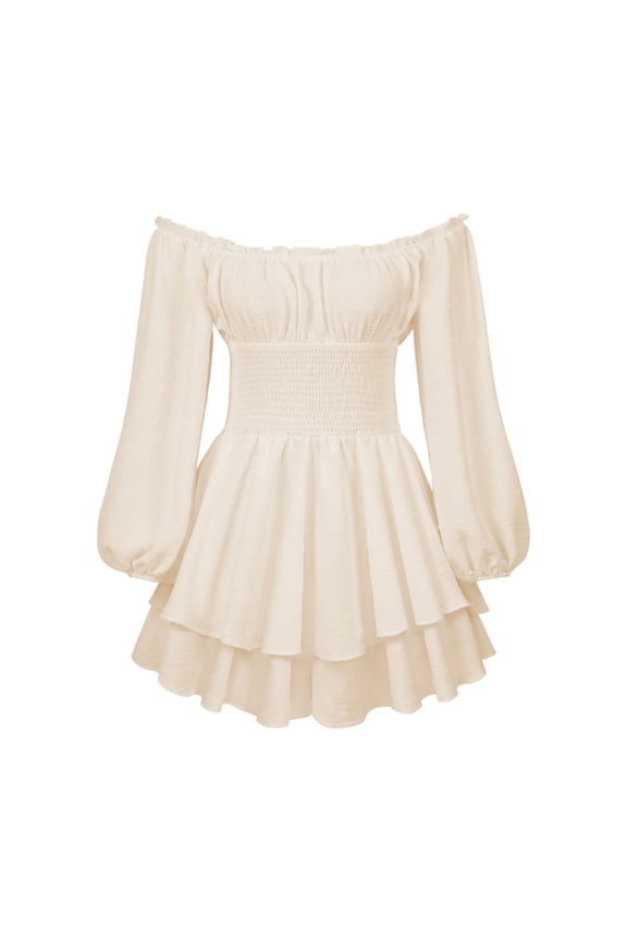 Women Mini Romper Off Shoulder Long Sleeve Solid Color Summer Casual Jumpsuit