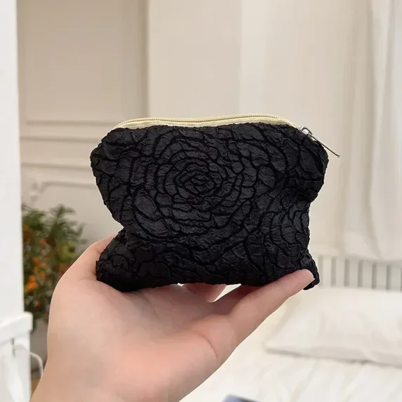Women Mini Small Cosmetic Bag Cute Girls Flower Print Lipstick Makeup Bag Travel Organizer Sanitary Napkin Pad Storage Bag Pouch (3)