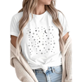 thumbnail image 1 of Women Minimalist Celestial Star Moon Graphic Fun Tees Tops Round Neck Cotton T-Shirt White S-5XL, 1 of 5