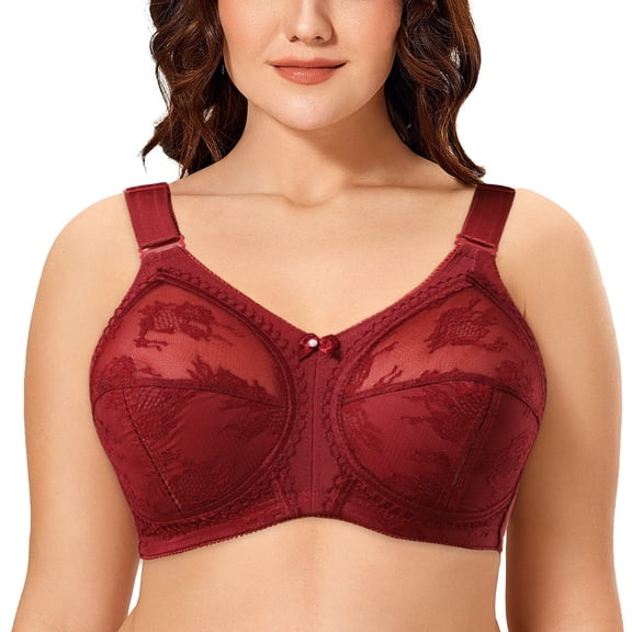 Women Minimizer Bra Comfort Wirefree Full Coverage Large Bust Non-Padded 48H