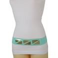 thumbnail image 1 of Women Mint Green Stretch Belt Gold Triangle Buckle S M, 1 of 9