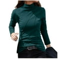 thumbnail image 1 of Women Mock Neck Long Sleeve Thermal Tops Soft Velvet Casual Basic Sweater Plus Size Spring Winter T-shirts (3X-Large, Green 01), 1 of 6
