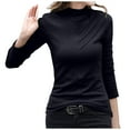 thumbnail image 1 of Women Mock Neck Long Sleeve Thermal Tops Soft Velvet Casual Basic Sweater Plus Size Spring Winter T-shirts (Large, Black), 1 of 6