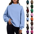 thumbnail image 1 of Women Mock Neck Sweatshirt Fleece Oversized Sweatshirt Fall Long Sleeve Crewneck Sweatshirts Casual Pullover Sweater Black 2XL, 1 of 6