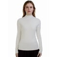 thumbnail image 1 of Women Mock Neck Tops Fall Soft Thermal Long Sleeve Sweater Ribbed Stretchy Pullover Basic Layering Sweater by DingJoo White-L, 1 of 6