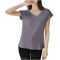 thumbnail image 1 of Women Modal Shirt Short Sleeve Pullover Tees Trendy Solid Tshirts Fashion Lady Summer Clothing, 1 of 6