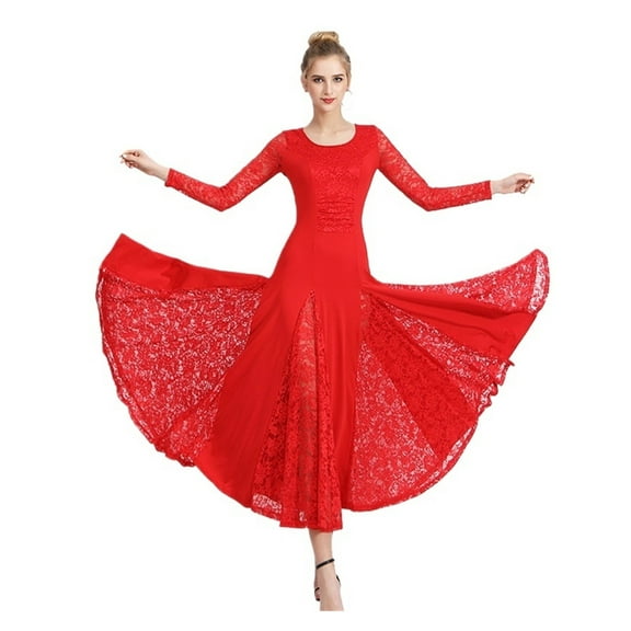 Women Modern Dance Dress Waltz Ballroom Dance Tango National Standard Dance Clothes Long Sleeved