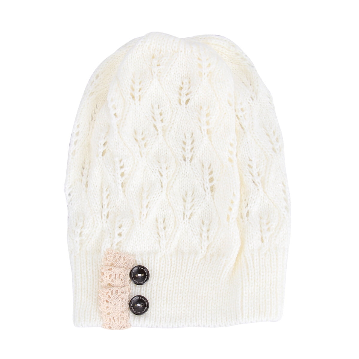 Women Modern Lace Button Leaves Hollow Out Knitting Hat Fashion