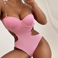 thumbnail image 1 of Women Monokini Sexy Padded 3 Sizes One Piece Spaghetti Straps Bikini Swimming Garment, 1 of 6